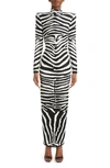 BALMAIN ZEBRA JACQUARD SWEATER DRESS