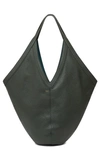 Shop Mansur Gavriel Soft M Leather Hobo Bag In Seaweed