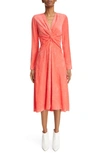 Isabel Marant Havena Twisted Corduroy Midi Dress In Coral