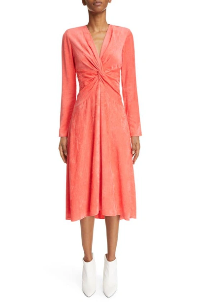 Isabel Marant Havena Twisted Corduroy Midi Dress In Pink