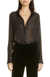 Nili Lotan Gold Stripe Gaia Slim Shirt In Black W/ Gold Stripe