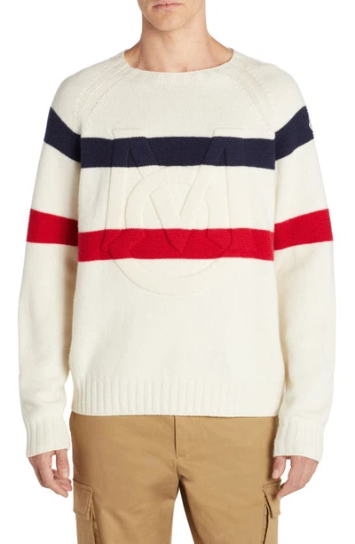 Moncler Monogram Wool And Cashmere Jumper In Beige