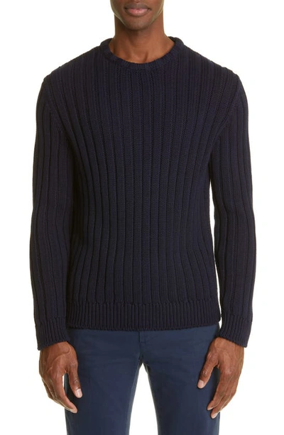 Massimo Alba Loris Ribbed Crewneck Sweater In Blu