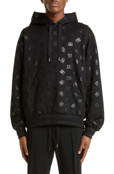 Dolce & Gabbana Logo-monogram-print Hoodie In Dg Nero Fdo Nero