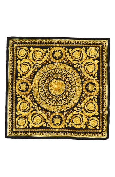 Versace Barocco Silk Scarf In Black/ Gold