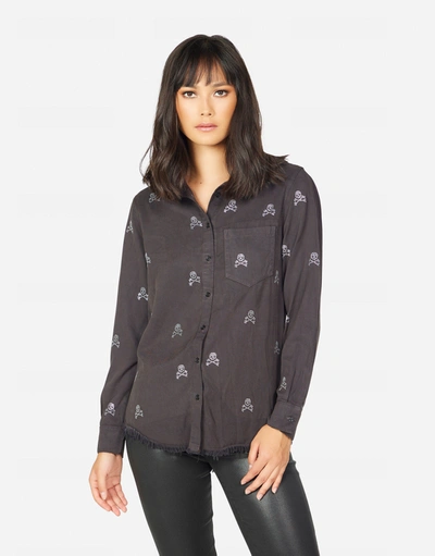 Lauren Moshi Sloane Mini Crystal Cross Bone Skulls In Onyx