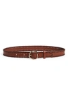 Chloé Mony Whipstitched Leather Belt In Pure_brown