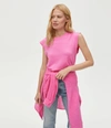Michael Stars Joey Power Shoulder Tee In Azalea
