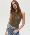 MICHAEL STARS PINA RIBBED HALTER TANK