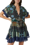 Free People Agnes Print Tiered Ruffle Minidress In Dark Combo