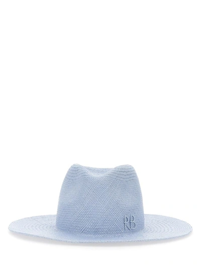Ruslan Baginskiy Woven-wicker Logo Sun Hat In Light Blue