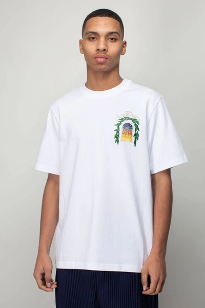 Casablanca Avenida Logo-print Cotton-jersey T-shirt In White