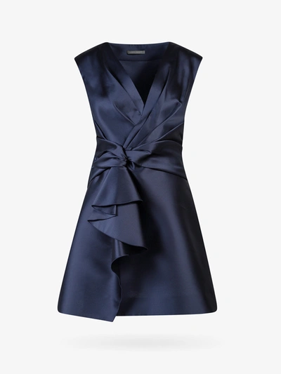 Alberta Ferretti Sleeveless Pinched-waist Dress In Blue