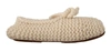 Dolce & Gabbana White Slip On Ballerina Flats Wool Knit Shoes In White