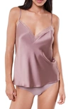 Etam Sentiment Satin Pajama Camisole In Taupe