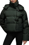 Allsaints Allais Hooded Puffer Coat In Forest Green