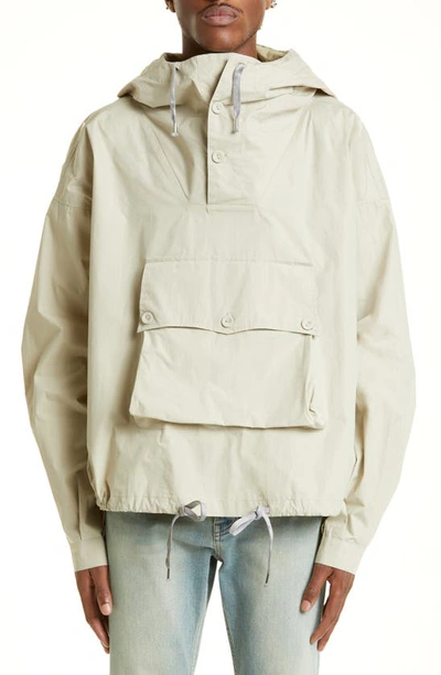 Maison Margiela Coated Cotton Hoodie Jacket In Beige