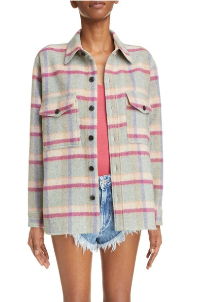 Isabel Marant Étoile Faxon Plaid Wool Blend Shirt Jacket In Multi