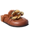 Jw Anderson Chunky Chain Calfskin Slide Mules In Brown