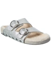 Isabel Marant Lennyo Studded Slide Sandal With Genuine Shearling Lining In Silver