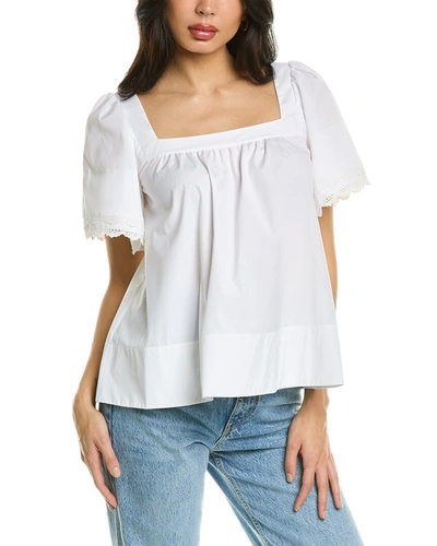 Jason Wu Square Neck Babydoll Top In White