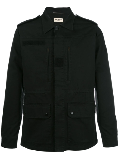 Saint Laurent Cotton And Ramie-blend Twill Parka In Black