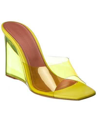 Amina Muaddi 95mm Lupita Glass Wedge Heels In Yellow