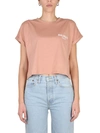 Balmain Logo Cropped Cotton T-shirt In Pink