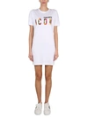 Dsquared2 Icon Sunset Palm T-shirt Dress In White