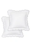 Melange Embroidered Percale Crisp Cotton Double Scallopier Duvet Set In Grey