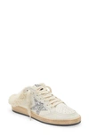 Golden Goose Ball Star Sabot Genuine Shearling Lined Mule Sneaker In White/ Silver/ Beige