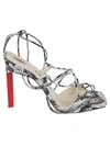 Attico Adele Snakeskin-print Sandals In White Red