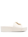 Tory Burch Slide Woven In Cream Color Leather In Beige