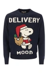 Mc2 Saint Barth Peanuts Embroidered Delivery Mood Crew-neck Sweater In Blue