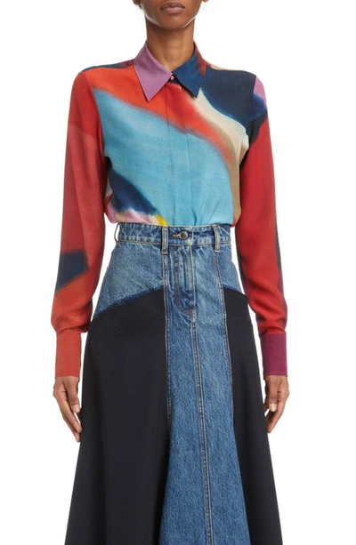 Chloé Denervaud Print Silk Crêpe De Chine Blouse In Neutral