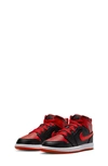 Nike Kids' Air Jordan 1 Mid Sneaker In Black/ Fire Red/ White