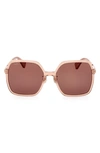 Max Mara 59mm Square Sunglasses In Shiny Pink / Brown