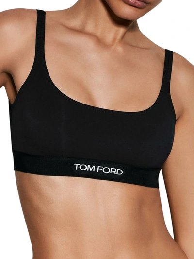 Tom Ford Logo Band Jersey Bralette In Black