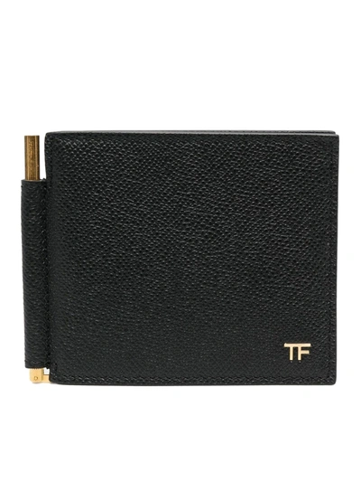 Tom Ford Hinged Leather Bifold Wallet In Black