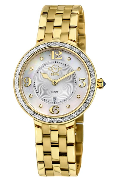 Gv2 Women's Verona 37mm Goldtone Stainless Steel, Mother Of Pearl & 0.05 Tcw Diamond Bracelet Watch In Sapphire