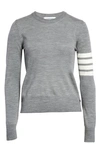 Thom Browne 4-bar Crewneck Wool Sweater In Grey