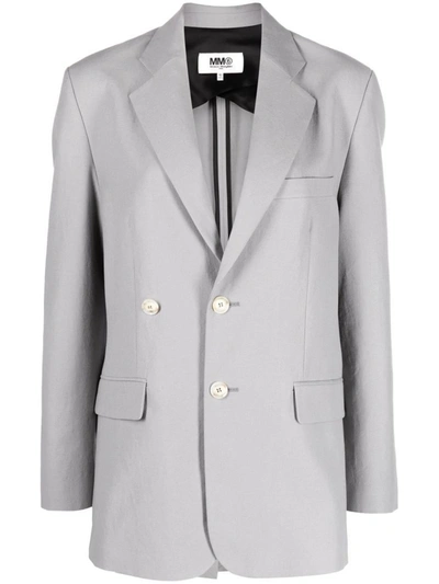 Mm6 Maison Margiela Off-centre Button-up Blazer In Grey