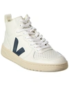 Veja V-15 Leather High Top Trainers In White