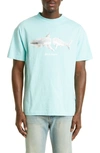 Palm Angels White Shark Classic T-shirt In Blue