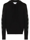 Off-white Diag Outline Knitted Zip-up Hoodie In Black