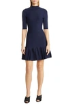 Ted Baker Canddy Pleat Hem Full Milano Sweater Dress In Dark Blue