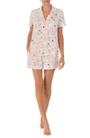 Kate Spade Print Short Pajamas In Pink/ Grd