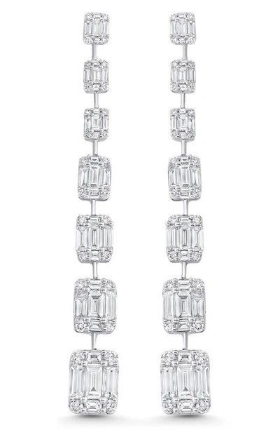 Sara Weinstock Illusion Diamond Drop Earrings In White Gold