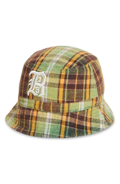 R13 Embroidered Logo Plaid Bucket Hat In Green Plaid
