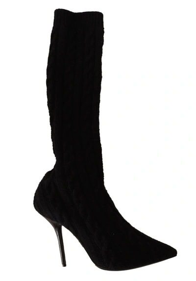 DOLCE & GABBANA DOLCE & GABBANA ELEGANT STRETCH SOCK BOOTS IN WOMEN'S BLACK